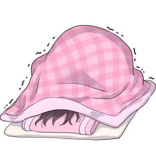 🫣 blanket, pink, sleeping, cute, cozy, kawaii whatsapp sticker
