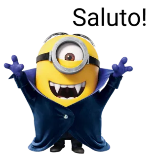 😈 Minion cartoon, halloween, vampire, fangs, monster, funny, cute telegram sticker