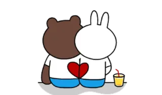 ♥ любовь, мультфильм, медведь, кролик, сердце, милый, пара whatsapp sticker