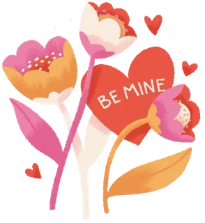 💝 BE MINE flores, san valentín, amor, corazón, floral, regalo, romántico telegram sticker