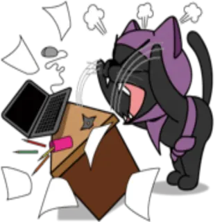 💻 猫, オフィス, 怒り, イライラ, ラップトップ, 机, 漫画 whatsapp sticker