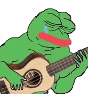 😢 Pepe the Frog pepe, kikker, internet meme, gitaar, muziek telegram sticker