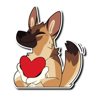 ❤️ pies, serce, miłość, kreskówka, zwierzę, słodki telegram sticker