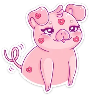 💋 schwein, rosa, süß, tier, comic, aufkleber, kawaii, kussmünder telegram sticker