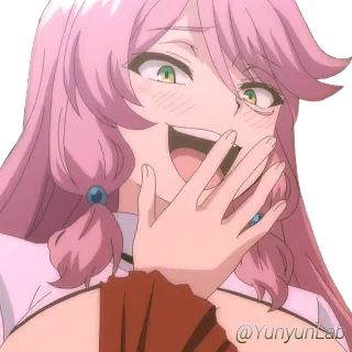 😂 animé, fille, cheveux roses, rire, rougissant telegram sticker