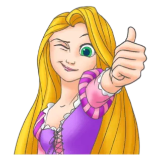 👍 Rapunzel Tangled Disney, Prinzessin, Cartoon, Daumen hoch, Zwinkern telegram sticker