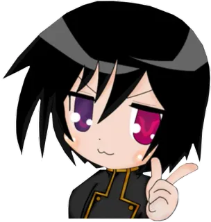 ❕ Anime, Manga, Personnage, Mignon, Chibi, Cheveux noirs, Yeux violets whatsapp sticker