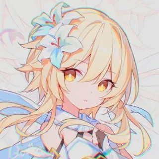 😐 Lumine Genshin Impact Anime, Postać, Gra wideo, Blondynka, Lumine, Genshin Impact, Słodkie telegram sticker