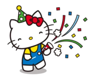 💃 Hello Kitty mignon, chat, dessin animé, fête, célébration, kawaii telegram sticker