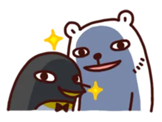 😏 동물, 곰, 펭귄, 귀여운, 만화 telegram sticker