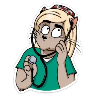 🤔 nurse, cat, medical, healthcare, stethoscope, animal, doctor telegram sticker
