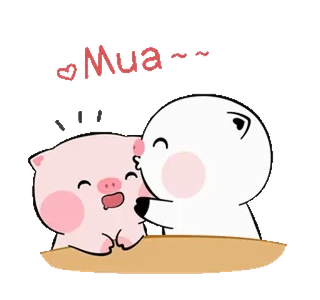 😘 Mua pig, bear, love, kiss, cartoon, cute, animal telegram sticker