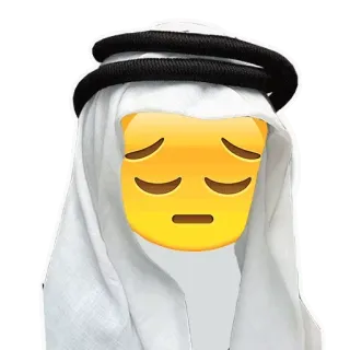 😔 emoji, triste, árabe, roupa tradicional, Kufiya, Oriente Médio, rosto emoji, cara triste telegram sticker