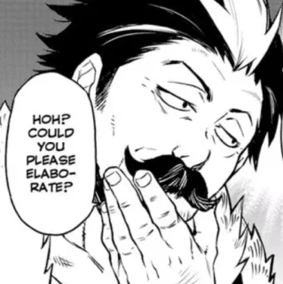 🤔 HOH? COULD YOU PLEASE ELABORATE? Mangá, Anime, Pergunta, Expressão, Elaborar telegram sticker