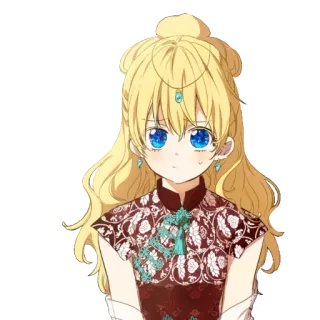 🥺 anime, menina, loira, olhos azuis, fofa whatsapp sticker
