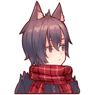 😳 Anime, Lupo, Sciarpa, Cartone animato, Carino telegram sticker