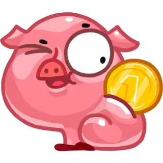 🐷 babi, kartun, koin, uang, animasi telegram sticker