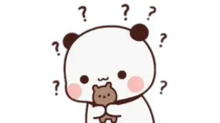 🌻 Panda, Signos de interrogación, Dibujos animados, Lindo, Inseguro, Pensando, Oso, Peluche telegram sticker