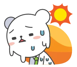 🥵 urso, suando, quente, sol, desenho animado, exausto, onda de calor, verão telegram sticker