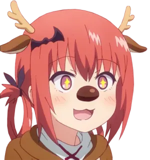🤩 Satania Gabriel Dropout Anime, Cartone animato, Satania, Gabriel Dropout, Cervo, Natale telegram sticker