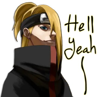 😈 Deidara Naruto Hell Yeah Anime, Deidara, Naruto, ¡Claro que sí!, ¡Por supuesto! whatsapp sticker