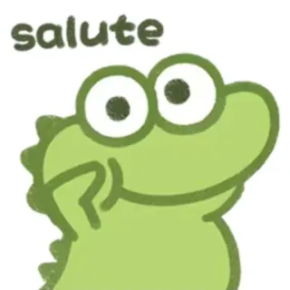 🙂 salute animal, cartoon, cute, greeting, lizard, text telegram sticker
