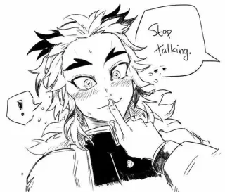 🌟 Stop talking. anime, shhh, cartoon, kyojuro rengoku telegram sticker