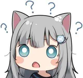 😲 anime, cat girl, question marks, confused, uncertain telegram sticker
