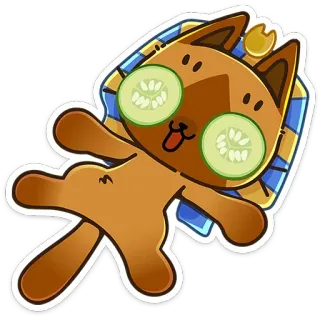 🫠 cat, egyptian, cucumber, spa, relaxing, cartoon, cute telegram sticker
