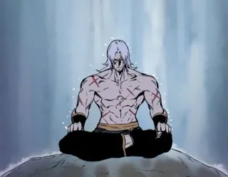 😐 man, meditation, anime, fantasy, lotus position, male, sitting telegram sticker