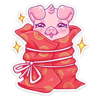 🎁 cerdo, lindo, animal, dibujos animados, kawaii, pegatina, manta telegram sticker