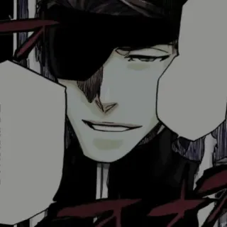 🧬 Aizen Sosuke Bleach Anime, Manga, Villano, Sonrisa burlona, Parche en el ojo telegram sticker