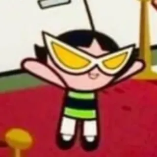 😎 Buttercup Powerpuff Girls Cartone animato, Ragazza, Supereroe, Verde, Ranuncolo telegram sticker