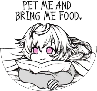 🍪 PET ME AND BRING ME FOOD. chibi, cute, anime, begging, food, pet telegram sticker
