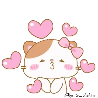 😘 lindo, gatito, corazones, dibujos animados, pegatina, kawaii, gato, amor telegram sticker