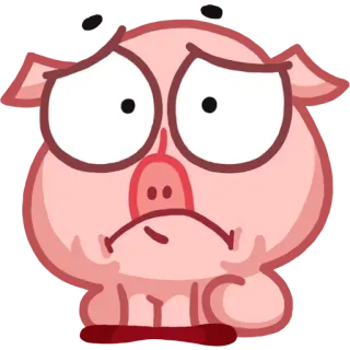 😕 sedih, babi, kartun, imut, binatang telegram sticker