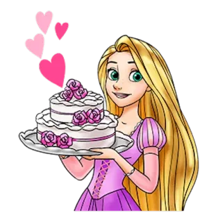 👸 Rapunzel Tangled Rapunzel, Disney, Kuchen, Prinzessin, Herzen whatsapp sticker