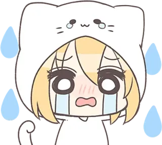 😭 pleurer, animé, triste, dessin animé, chat, mignon telegram sticker