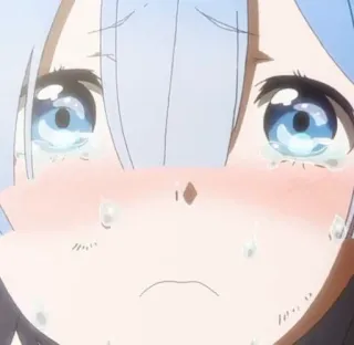 😢 anime, crying, sad, girl, tears, upset, cartoon, emotional telegram sticker