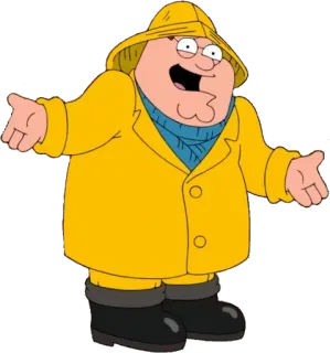 😀 Peter Griffin Family Guy 卡通, 动画, 角色, 喜剧, 钓鱼, 雨衣 telegram sticker