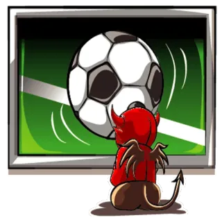 ⚽️ demônio, diabo, futebol, futebol, tv, desenho animado telegram sticker