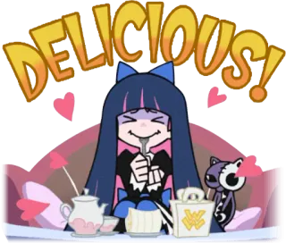 😍 Stocking Anarchy Panty & Stocking with Garterbelt DELICIOUS! anime, stocking, dessert, kawaii, cute telegram sticker