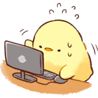 💻 pintinho, computador, suado, exausto, estressado, trabalho whatsapp sticker