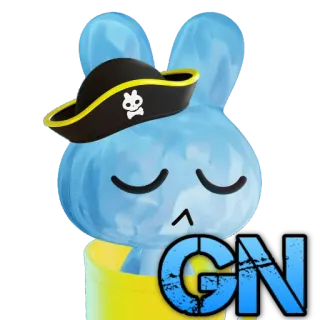 🥱 GN 토끼, 해적 모자, 해골, 만화, 토끼 telegram sticker
