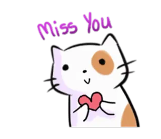 🙂 Miss You chat, tu me manques, amour, coeur, mignon, autocollant, dessin animé telegram sticker