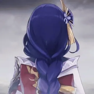 😭 Raiden Shogun Genshin Impact Anime, Videogioco, Personaggio, Femmina, Capelli viola, Treccia, Genshin Impact whatsapp sticker