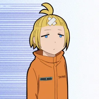 🧯 TOKIO P.D. anime, cartoon, character, blonde hair, orange jacket telegram sticker