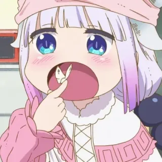 🍬 Kanna Kamui Miss Kobayashi's Dragon Maid 애니메이션, 칸나, 용, 귀여운, 소녀, 나비 whatsapp sticker