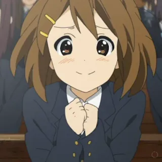 😊 Yui Hirasawa K-On! Anime, Ragazza, Uniforme scolastica, Carina, Cartone animato, Studente, K-On whatsapp sticker