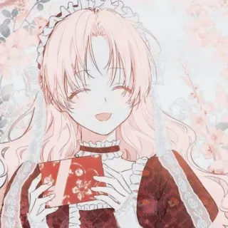 🤍 anime girl, cute, gift, manga, illustration whatsapp sticker